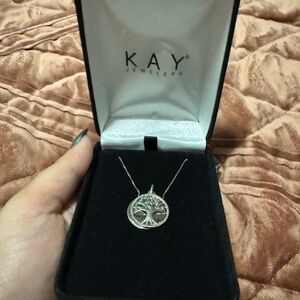Kay Jewelers Silver and Green Pendant Necklace